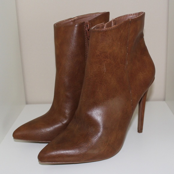 Mossimo Stiletto Cognac Ankle Boots - Picture 2 of 4